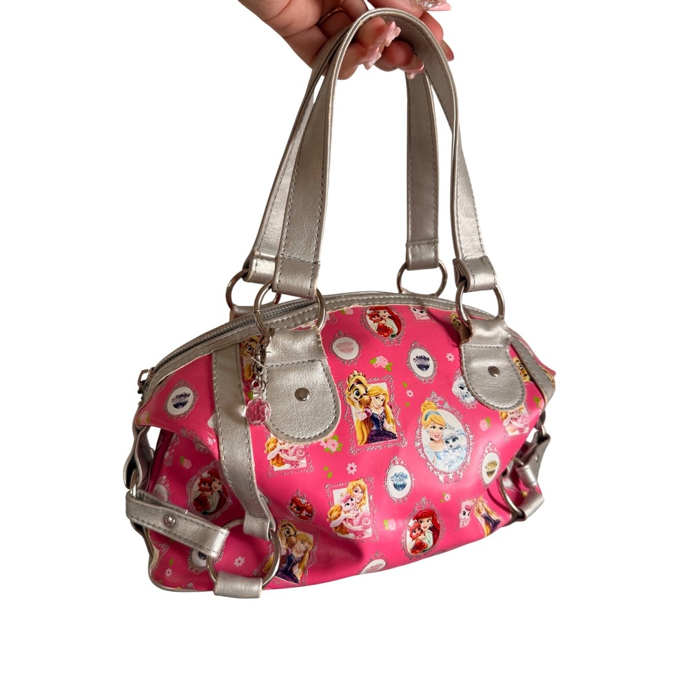 Y2K 2000s style Claires Club Disney Princess Pink Satchel Bag Silver Trim